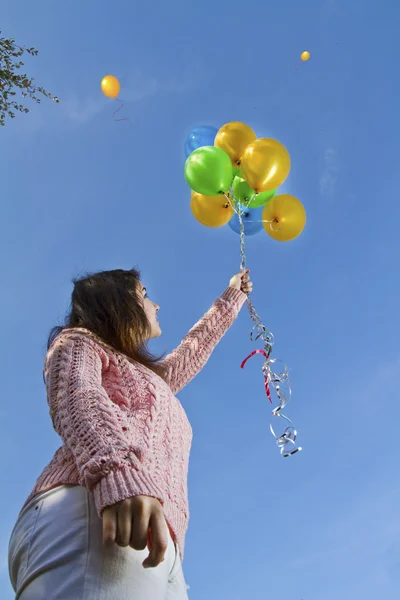 Chica con globos — Foto de Stock