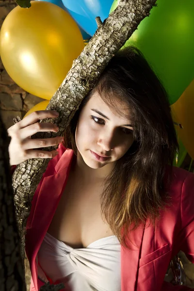 Mädchen mit Luftballons — Stockfoto