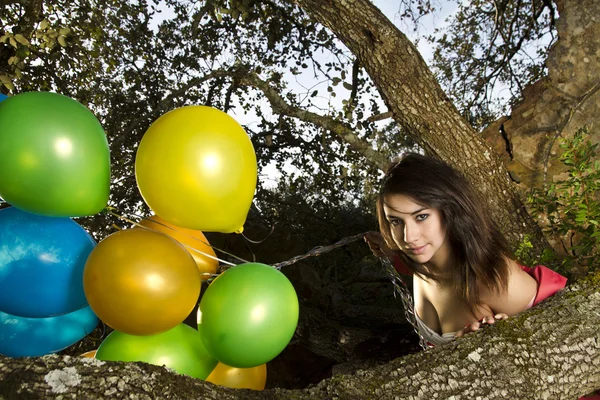 Mädchen mit Luftballons — Stockfoto