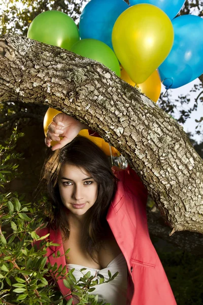 Girl with balloons — Stock Photo, Image