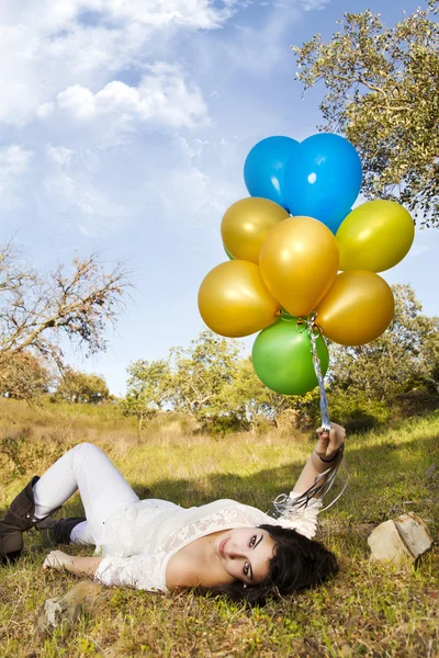 Fille avec des ballons — Photo