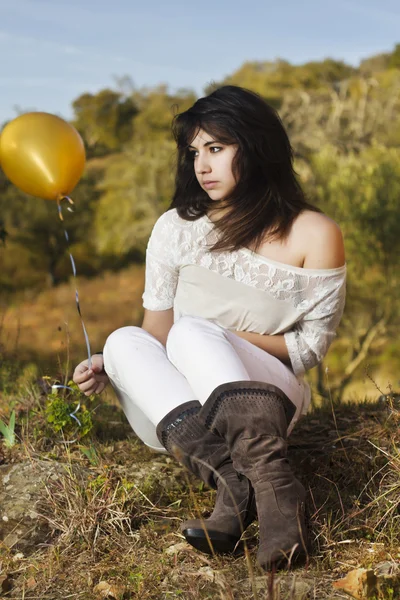 Dívka s balónem — Stock fotografie