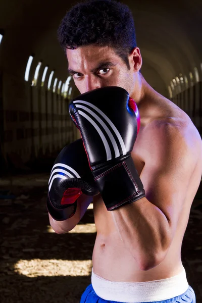 Підійде боєць з боксерськими рукавичками — стокове фото