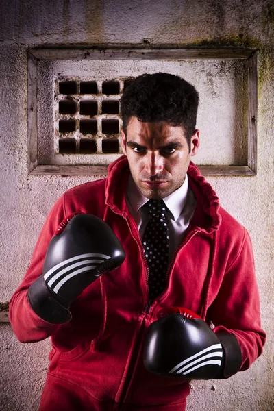 Combattant avec gants de boxe — Photo