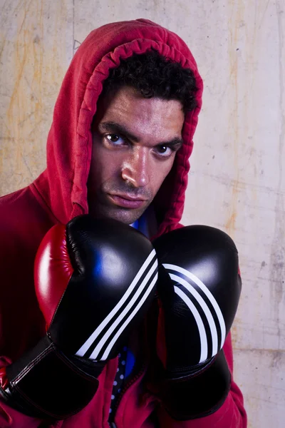 Combattant avec gants de boxe — Photo