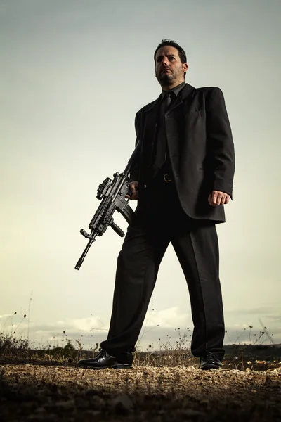 Contract killer agent character — Stock Photo, Image