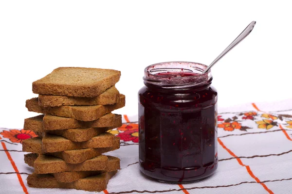 Toasted bread with jam — Stock Photo, Image