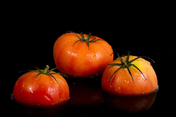 黑色背景上的红色西红柿 — 图库照片