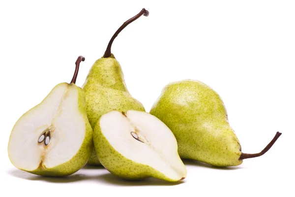 Gröna päron på vit — Stockfoto