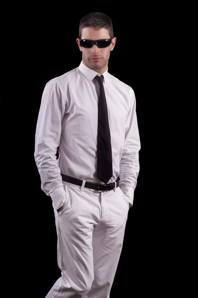 Young man with white suit — Stock Photo, Image