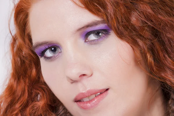 Young woman with red natural hair — Stock Photo, Image