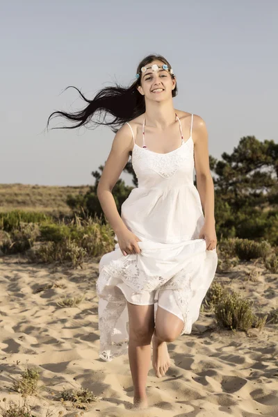 Girl with white dress — Stock Photo, Image