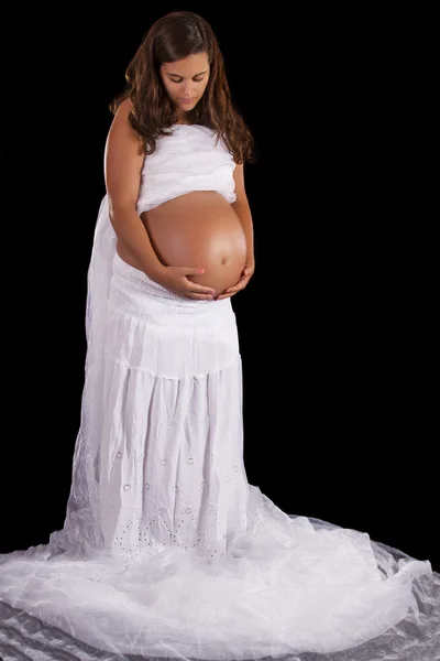 Menina grávida bonita no estúdio . — Fotografia de Stock