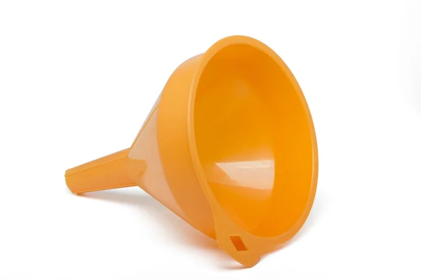 Orange plastic funnel — Stock Photo, Image