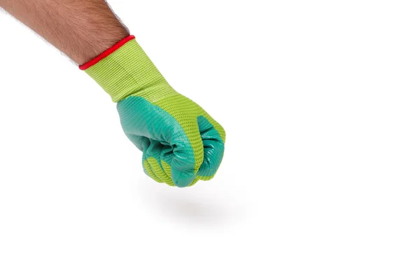 Hand with a gardening glove — Stock Photo, Image