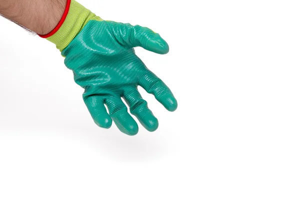 Hand with a gardening glove — Stock Photo, Image