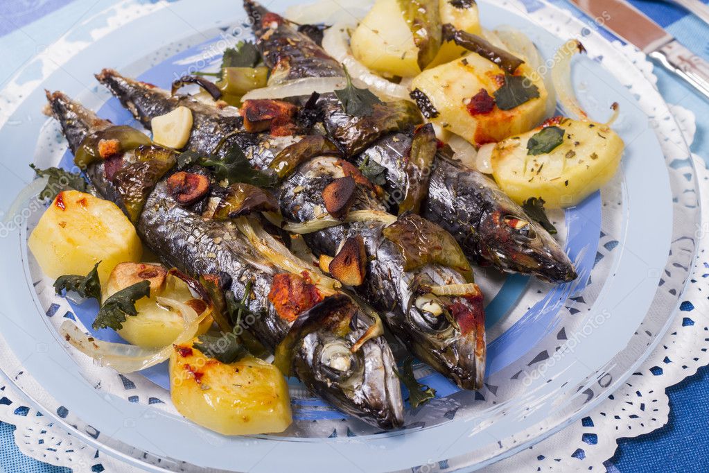 Mackerel fish with potato. Stock Photo by ©membio 43367747