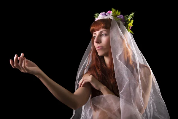 Menina com um pano transparente — Fotografia de Stock