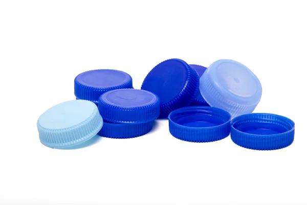 Blue plastic caps — Stock Photo, Image