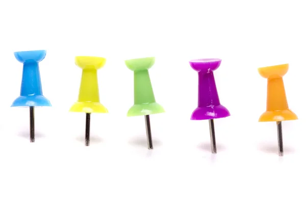 Pinned colorful push pins — Stock Photo, Image