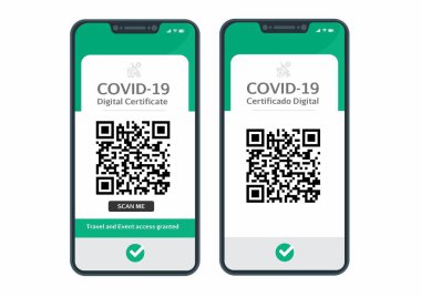 Ülkeler arasında seyahat etmek ve kültürel etkinliklere erişmek amacıyla cep telefonunda Covid-19 aşısı sertifikası.