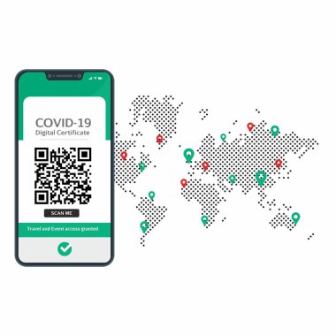 Uluslararası Covid-19 aşısı sertifikası, ülkeler arasında seyahat etmek ve dünyadaki kültürel etkinliklere erişmek için cep telefonunda..