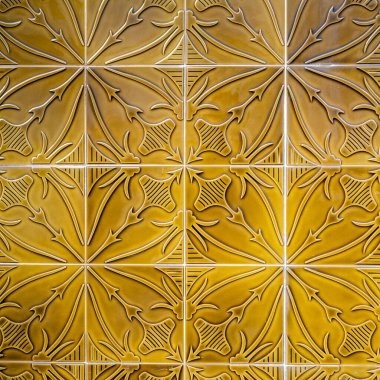 Portekiz 'in Olhao şehrinde bulunan azulejo seramik sanatının tipik ayrıntıları