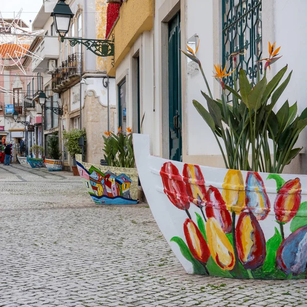 Portekiz Olhao Şehrinde Bitkili Dekoratif Balıkçı Vazosu — Stok fotoğraf