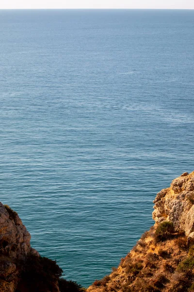 Beautiful Coastal Shoreline Cliffs Algarve Region Lagos Portugal — Stockfoto