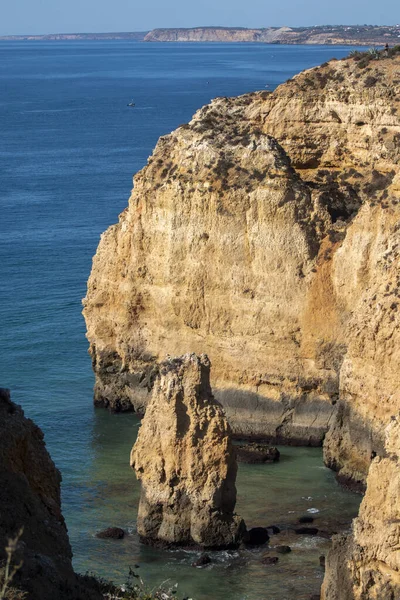 Hermosos Acantilados Costeros Región Del Algarve Lagos Portugal — Foto de Stock