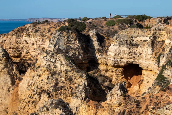 Detail Van Kustkliffen Algarve Lagos Portugal — Stockfoto
