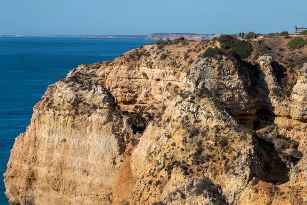 Detalj Från Kustklipporna Algarve Regionen Lagos Portugal — Stockfoto