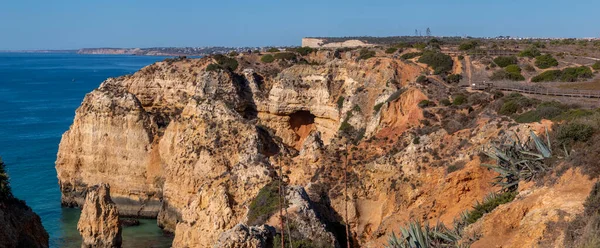 Vackra Kustnära Klippor Algarve Regionen Lagos Portugal — Stockfoto