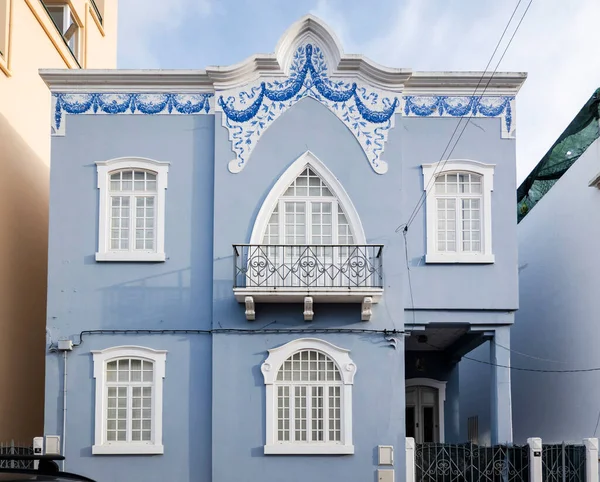 Arquitetura Típica Edifícios Rústicos Algarvios Com Desenhos Intrincados Platbands — Fotografia de Stock