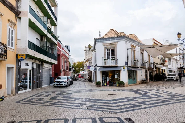 Faro Portugal Februar 2022 Geschäftsviertel Stadtzentrum Von Faro Mit Kopfsteinpflaster — Stockfoto