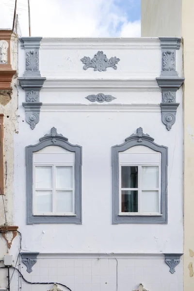 Typowa Architektura Rustykalnych Budynków Algarve Skomplikowanych Wzorach Platformówek — Zdjęcie stockowe