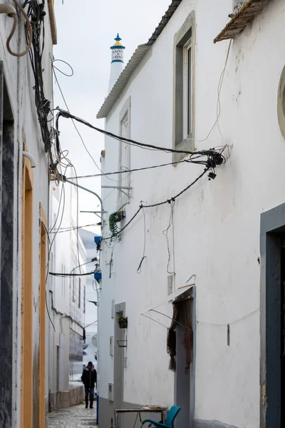 Typische Enge Straße Und Architektur Der Stadt Olhao Der Algarve — Stockfoto