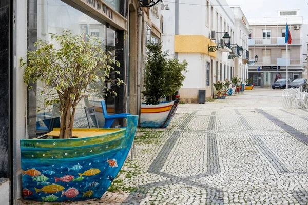 Olhao Portugal 2022年2月13日 典型的阿尔加维乡村建筑 其设计复杂 街道狭窄 鹅卵石状 — 图库照片