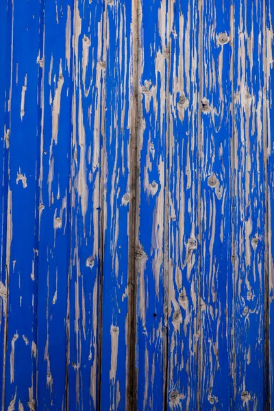 Крупним Планом Вид Стару Дерев Яну Тріснуту Синю Пофарбовану Двері — стокове фото