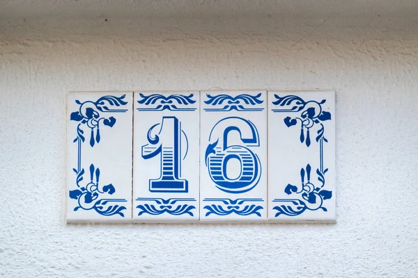 Belle Maison Numéro Seize Tuile Azulejo Typique Des Maisons Portugaises — Photo