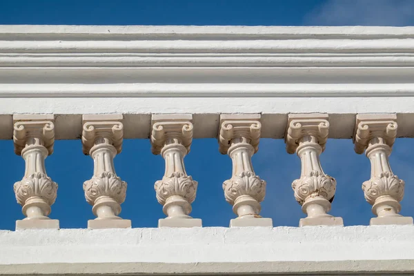 White Terrace Ceramic Pillars Typical Architecture Algarve Houses Portugal — Stock Photo, Image