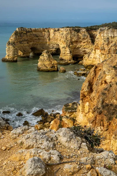 Prachtig Uitzicht Portugese Kust Algarve Vlakbij Het Strand Van Marinha — Stockfoto