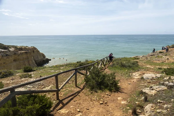 Marinha Plajı Lagoa Algarve Portekiz Yakınlarındaki Algarve Bölgesindeki Portekiz Kıyılarının — Stok fotoğraf