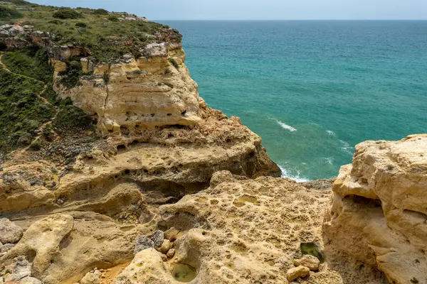 Hermosa Vista Costa Portuguesa Región Del Algarve Cerca Benagil Lagoa — Foto de Stock