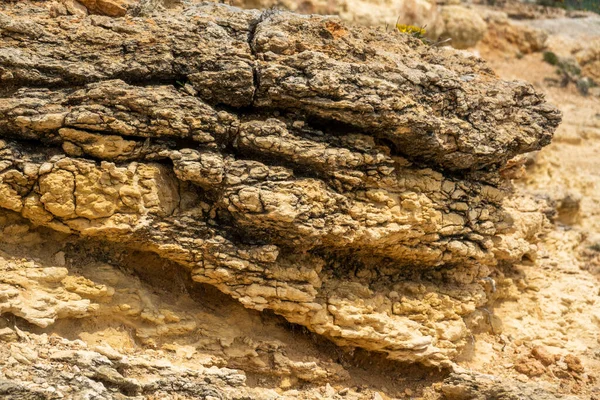 アルガルヴェ地方の海岸線の崖に位置する要素の浸食によって形成された天然砂 ポルトガル — ストック写真