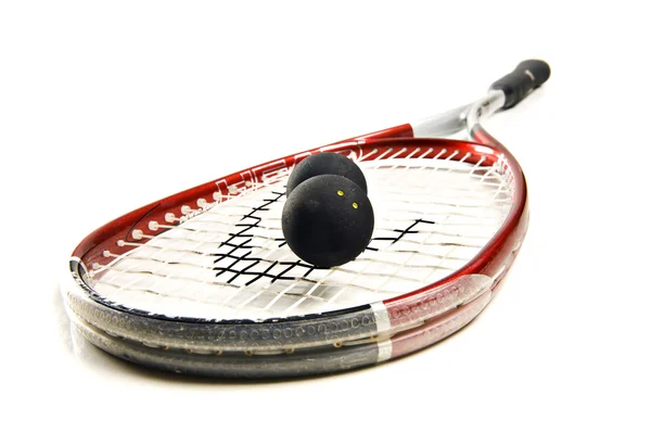 Squash racket and balls — Stock Photo, Image