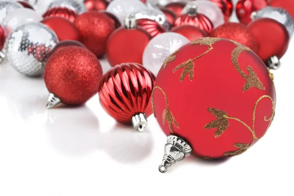 Red christmas bauble ornaments Stock Image