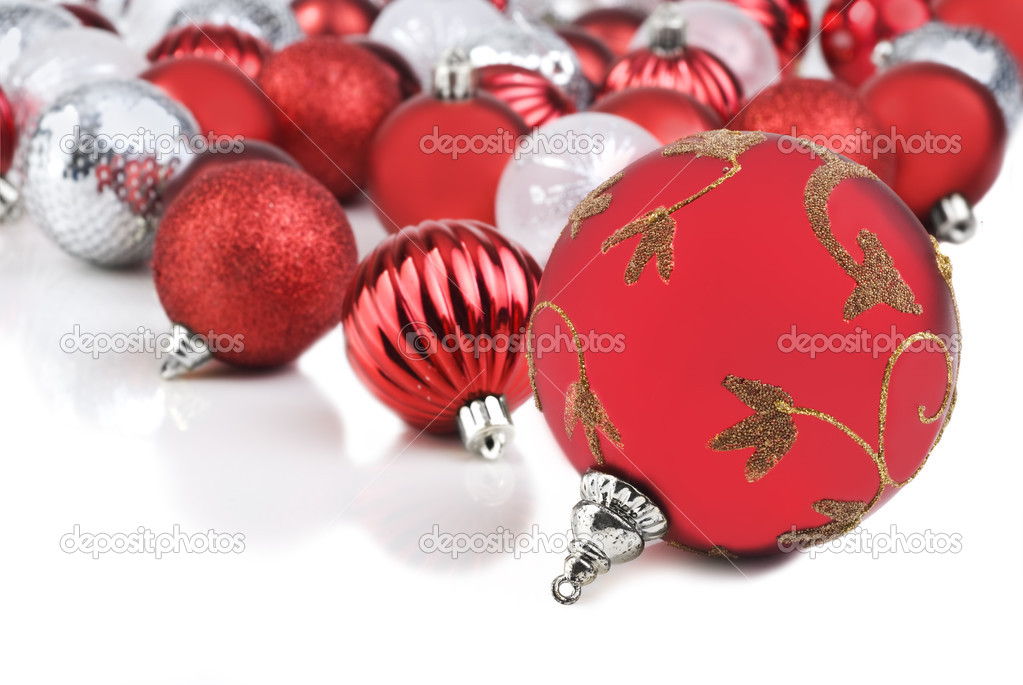 Red christmas bauble ornaments