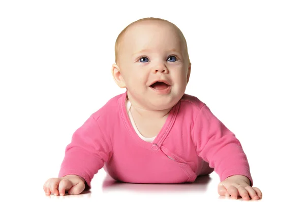 흰색 바탕에 아기 소녀 — 스톡 사진