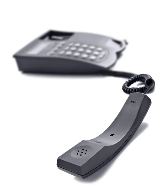 Black telephone on white with space for text — Stock Photo, Image